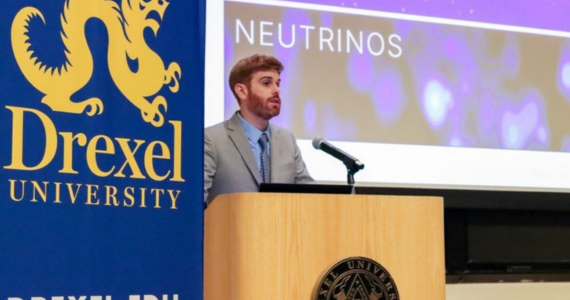 Photo of Steve Sclafani at the press conference held at Drexel on June 29, 2023.